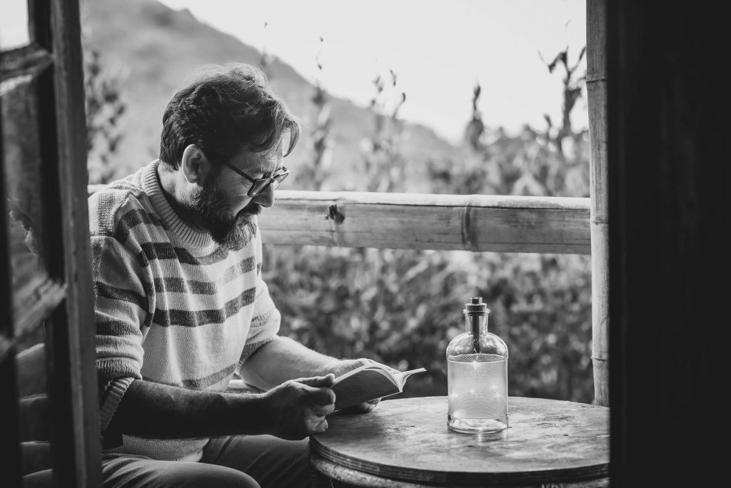 Man reading scriptures for depression